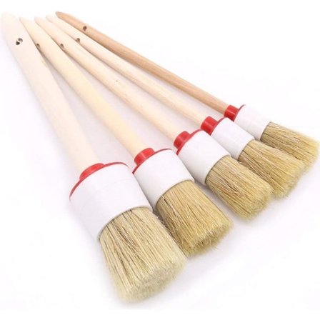 5 stk. Premium Naturhårs Detaljebørste, Bilpleje, Rengøringsbørster til Hjul, Interiør, Motor, Emblemer, Interiør, Eksteriør, Ventilationsåbninger