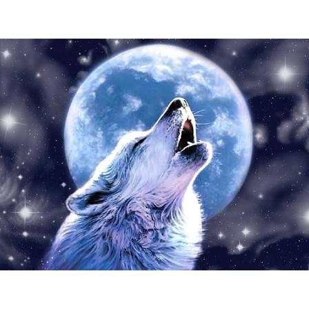 Diamond Painting / Diy 5d Diamantmålning - 30x40cm - Wolf Moon