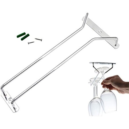 Vinglassholder i rustfritt stål for underskap, lett å installere stamglassorganisator med trådhyller for allsidig bruk