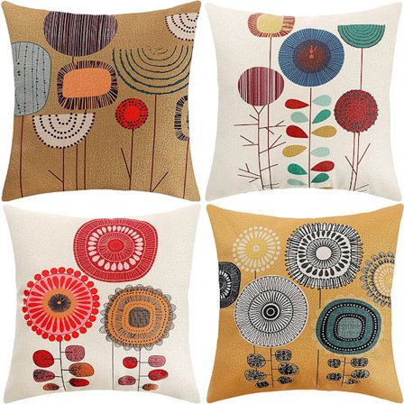 Pudebetræk, Pudebetræk 45x45 Pudebetræk Sæt med 4 Dekorative