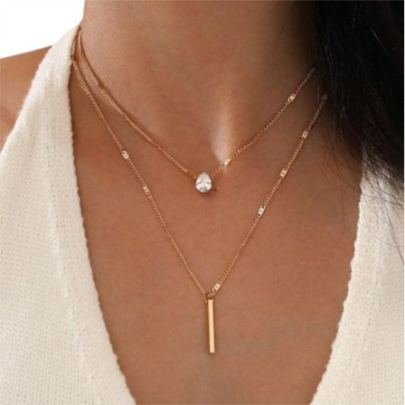 Halsband för kvinnor med dubbla lager och långa fransar