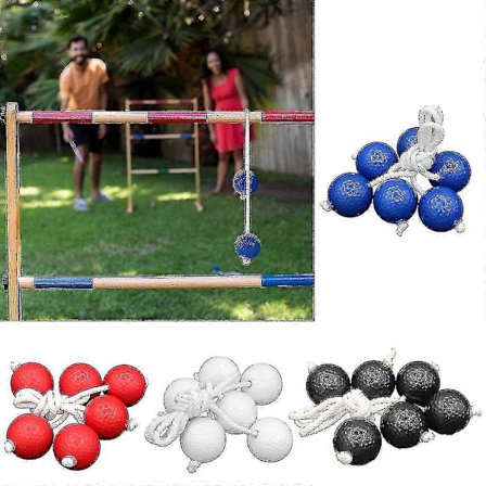 Ladder Ball Toss Spel med 6 Bollar Inomhus/Utomhus Uteplats Trädgård Gräsmatta Sport Svart