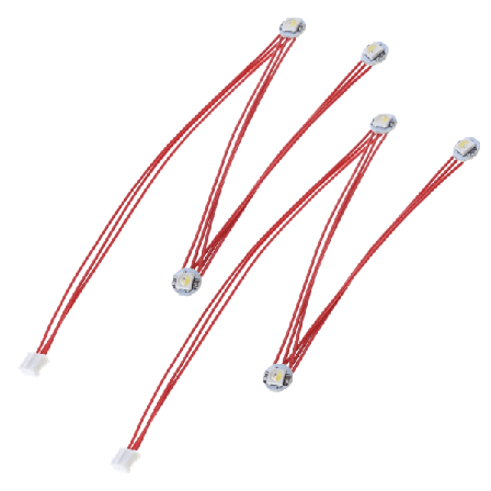 Täysin koottu led-sarja Voron 2.4 Stealthburner -polttimelle, jossa on 3 RGBW-minipainiketta PCB-LEDiä yhdistettynä PTFE-johdoilla
