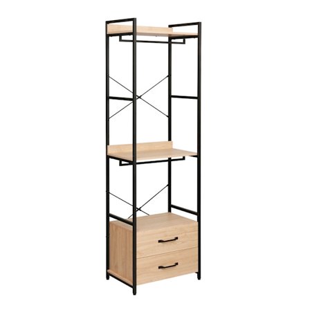 Vaatekaappi hyllyillä ja laatikoilla, musta, 60x40x200 cm