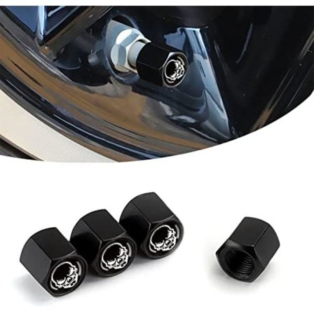 Ajxn 4-pack Skull Car Wheel Däck Ventil Stamkapslar Lufttäta dammsäkra lock Universal däck Luftventil Caps för bilar, lastbilar, cyklar, Car Ac