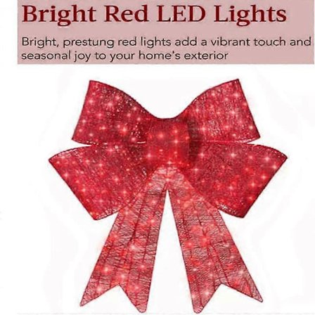 Valaistu XL joulukoriste iso joulurusetti ulkokäyttöön LED-juhlapiha koriste valoilla, valaistu iso punainen rusettikoriste [D]