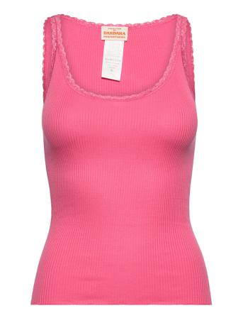 Cotton Top Regular W/ Lace Top Ærmeløs Top Lyserød Barbara Kristoffersen By Rosemunde