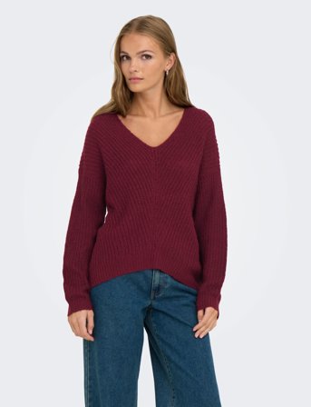 JDY Jdynew Megan L/S Pullover Knt Noos - Burgundy - XL