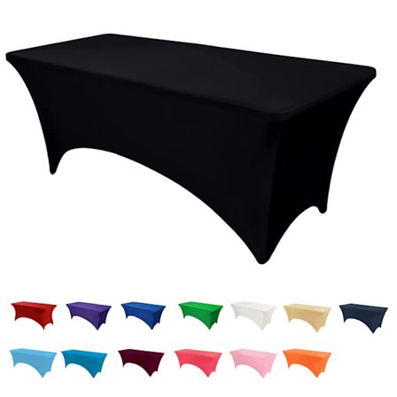 6ft Spandex monterad bordsduk, tvättbar rektangulär stretch bänkduk för bankett, bröllopsfest helgdagsevenemang
