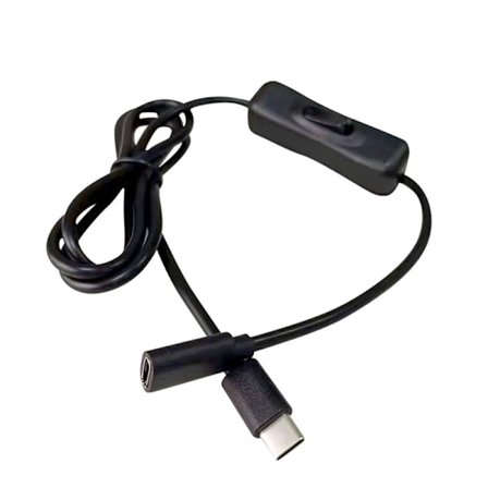 for Raspberry Pi Strømbryter, USB C Hann til Hunn Type C Skjøteledning Inline Av/På Bryter for Raspberry Pi 4