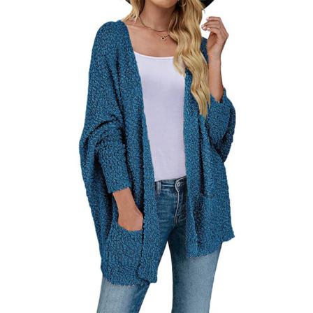 Kvinnor Enfärgad Kofta Ytterkläder Fladdermus Ärmar Fuzzy Fleece Coat