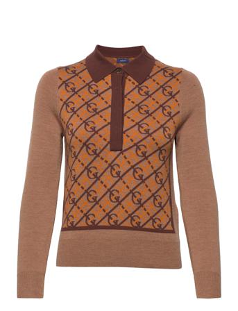 D2. G Pattern Collar Top Pullover Brun GANT