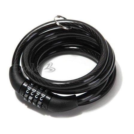 Tyverisikker kabellås, spiralkombinasjonslås for sykkel, terrengsykkel, motorsykkel - Grå