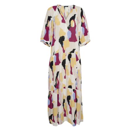 Soaked in Luxury Zaya Flowy Maxi Dress SS , Beige , Dames , Maat: M Maxi jurken