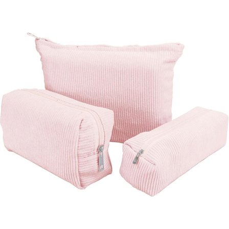 3-pak Makeup Taske i Fløjl – Kosmetiktaske med Metallynlås til Rejser og Hverdag_TF_TF