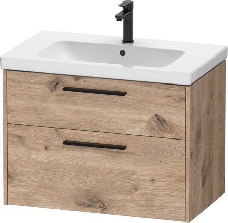 Duravit D-Code Tvättställsskåp 2 lådor Marmorerad Ek, diamantsvart, Badrum
