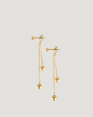 Timi of Sweden Nella - Heart Chain Earrings Gylden Smykker Pige - Kids Brand Store