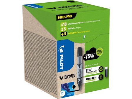 Pilot Begreen Whiteboardpenna Greenpack svart 10+10/fp - Lyreco - Kontorsmaterial - Pennor - Whiteboardpennor - Rund spets