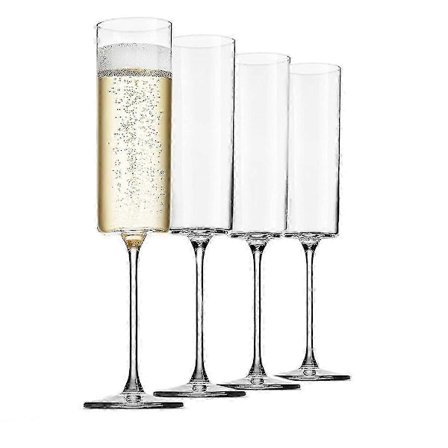 Samppanjalasit, 4 kpl (177 ml) - Premium-puhallettua lasia neliömäisellä reunalla, tyylikkäät viinilasit häihin ja juhliin