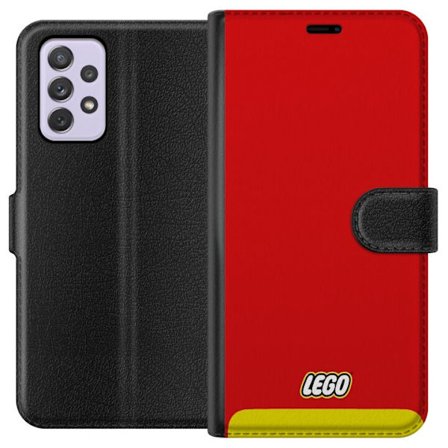 Kompatibelt Plånboksfodral till Samsung Samsung Galaxy A52s 5G Lego Röd Gul Poster Byggklossar Officiell Logotyp Leksaker Retro Vintage Design Klass