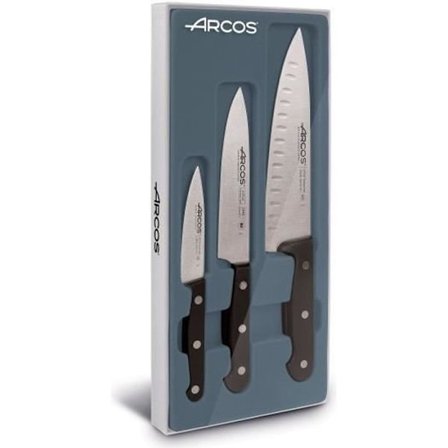 Knivset - ARCOS - Universal - Nitrum rostfritt stål - 3 delar - Svarta POM-handtag