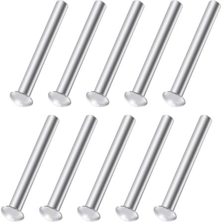 10 stk 50 x 6 mm runde aluminiumsnitter med massivt hode - festelement for hageredskaper