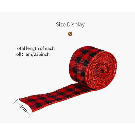 1 stk. Dekorativt ternet bånd rosetter krans juletræsbånd stof_tfrf