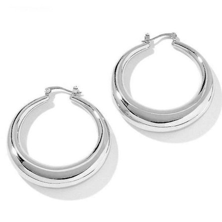 Titanium Silver Örhängen för Kvinnor Stora Ringmodeller Örhängen