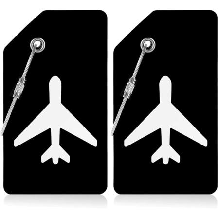 2 stk. silikonbagasjelapper, koffert-ID-tagsett, håndveskelapp-etiketter, reisetilbehør for innsjekket bagasje, håndbagasje og håndvesker - svart
