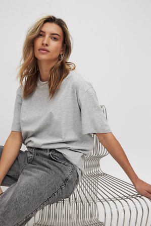 NA-KD Oversize-T-Shirt - T-Shirts - Grau - L