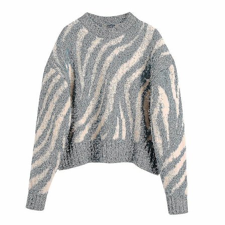 Blå og Hvid Porcelæns Crop Top og Shorts Sæt med Elastisk Talje