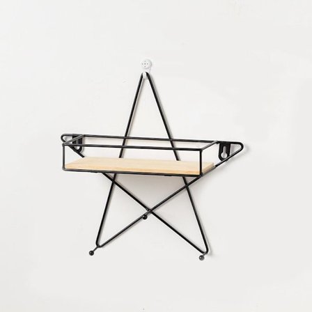 Pentagram Hængende No-Punch Vægshelf - Sort 28*9*28cm