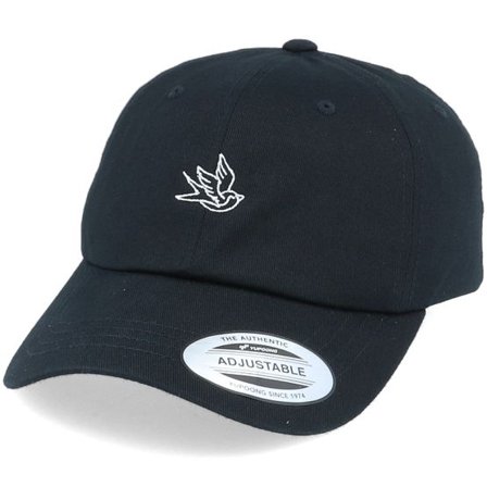 Iconic - Svart unconstructed Keps - Tiny Swallow Organic Black Dad Cap @ Hatstore