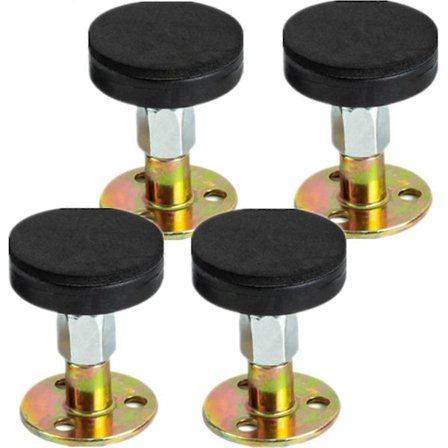 Setti, jossa 4 säädettävää kierteitettyä sängynrungon tärinänestoteleskooppikiinnikettä, sängynpäädyn pysäytin sängylle, vaatekaapille, tuolille, 