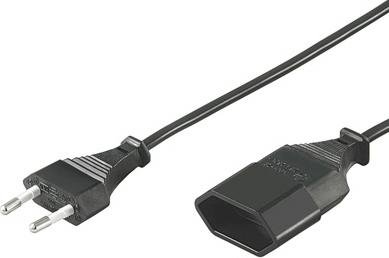 Deltaco DEL-109AF - Strømforlengelseskabel - Europlug (hann) til IEC 60906-1 (hunn) - AC 250 V - 2.5 A - 5 m - svart