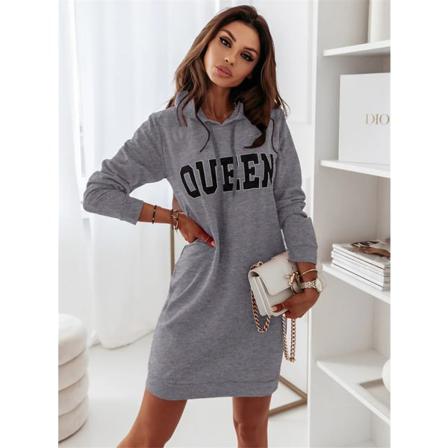 Höst Långärmad Hooded Letter Sport Casual Dress Dam Swea