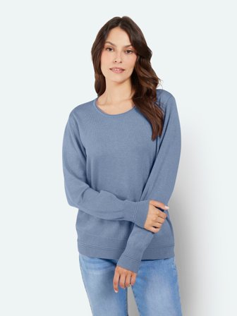 JENSEN - Langærmet Strik - Gråblå Melange