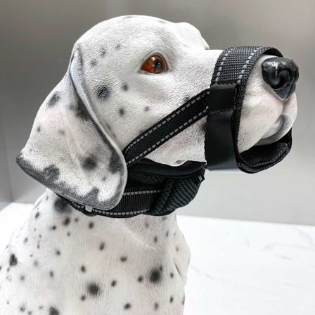 Justerbar Sort Hundekurv med Halsbånd - Anti-Bid og Anti-Gø Træningskurv, Komfortabel og Sikker L