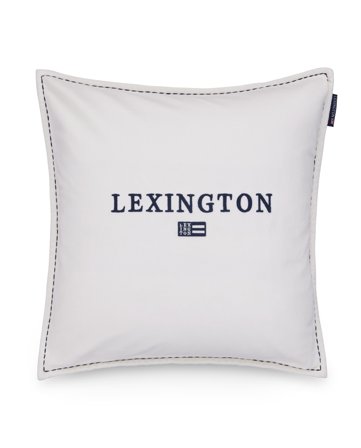 Lexington ICONS kuddfodral i sammet i ekologisk bomull med Lexington-logotyp, vit