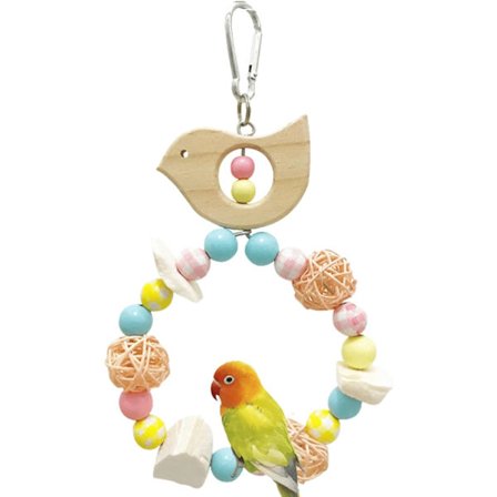 Fågelgunga, Trästativ med Vridning för Undulater, Dvärgpapegojor och Conures, Hängande Klätter- och Tuggleksak för Små Fågelburar