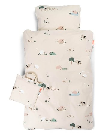 Done by Deer Bedlinen Junior Int Tiny Farm Sand - Beige - DUVET:100X 140CM/PILLOW:40X 60CM