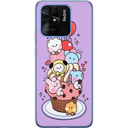 Kompatibel Mobilcover til Xiaomi Redmi 10C Sød cupcake med kawaii-dyr og hjerter