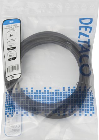 Deltaco USB-C C-C active cable, 10Gbps, 3A, 3m