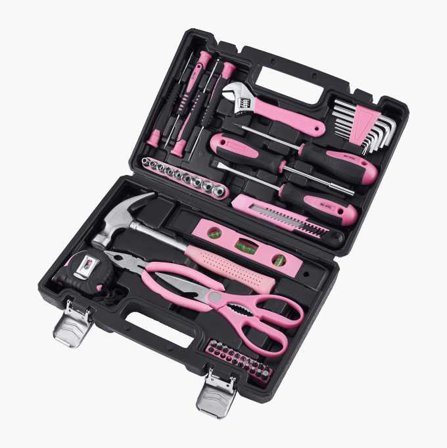 Biltema - 51-delt verktøysett for hjemmebruk med hammer, skiftenøkkel, brytebladkniv, bitsadapter, bitsskrutrekker og mer i praktisk hardplastkoffert