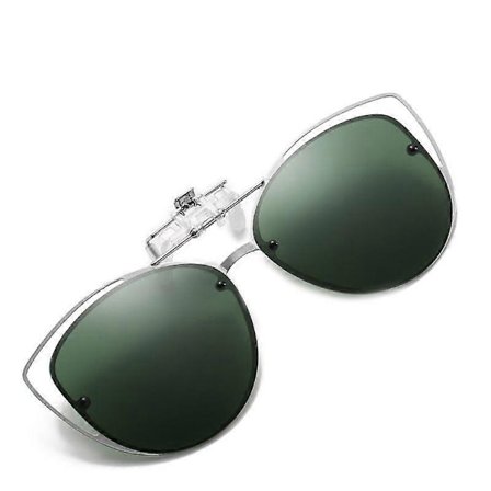 Polariserade Clip-On Körglasögon för Kvinnor med Uppfällbar Funktion - Passande, Vintage Cat Eye Utomhus Solglasögon för Damer - Grön (FMY)