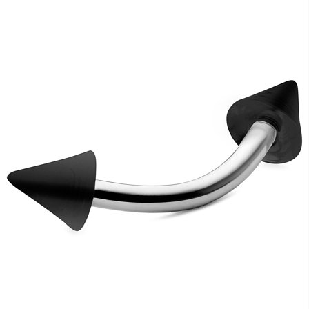 8 mm Silverfärgad Banana Barbell i Rostfritt Stål med Spetsar i Svart Akryl för män - Piercingsmycken