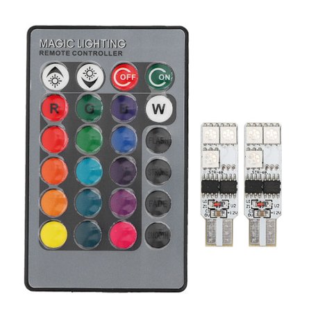 2 stk Farverige Fjernbetjening LED Bil Læselys Bil Dørlampe DC 12V