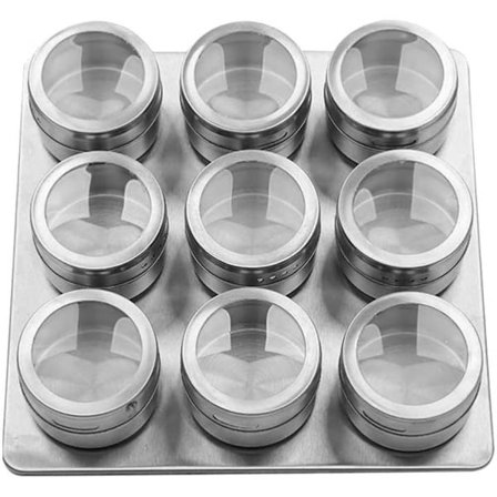 9-pakkaus ruostumattomia maustepurkkeja magneettisella pohjalla, maustepurkit kansilla, mausteiden säilytyspurkit keittiöön ja ravintolaan