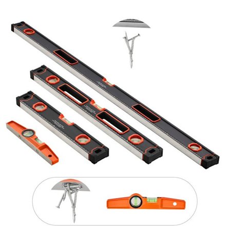 Niveau med Torpedo 4PCS-Duoku-48/24/16/10 po-Boblevæsker-Måling ved 45/90/180 grader-Stødresistent