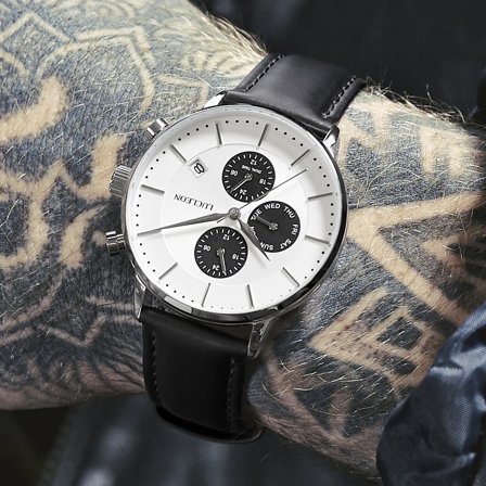 Ternion | Black and White Stainless Steel Dual-time Watch for Men - Wrist watches